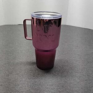 DKNY Tumbler Cup with Handle Metallic Pink Insulated Travel Mug 40oz Straw Lid